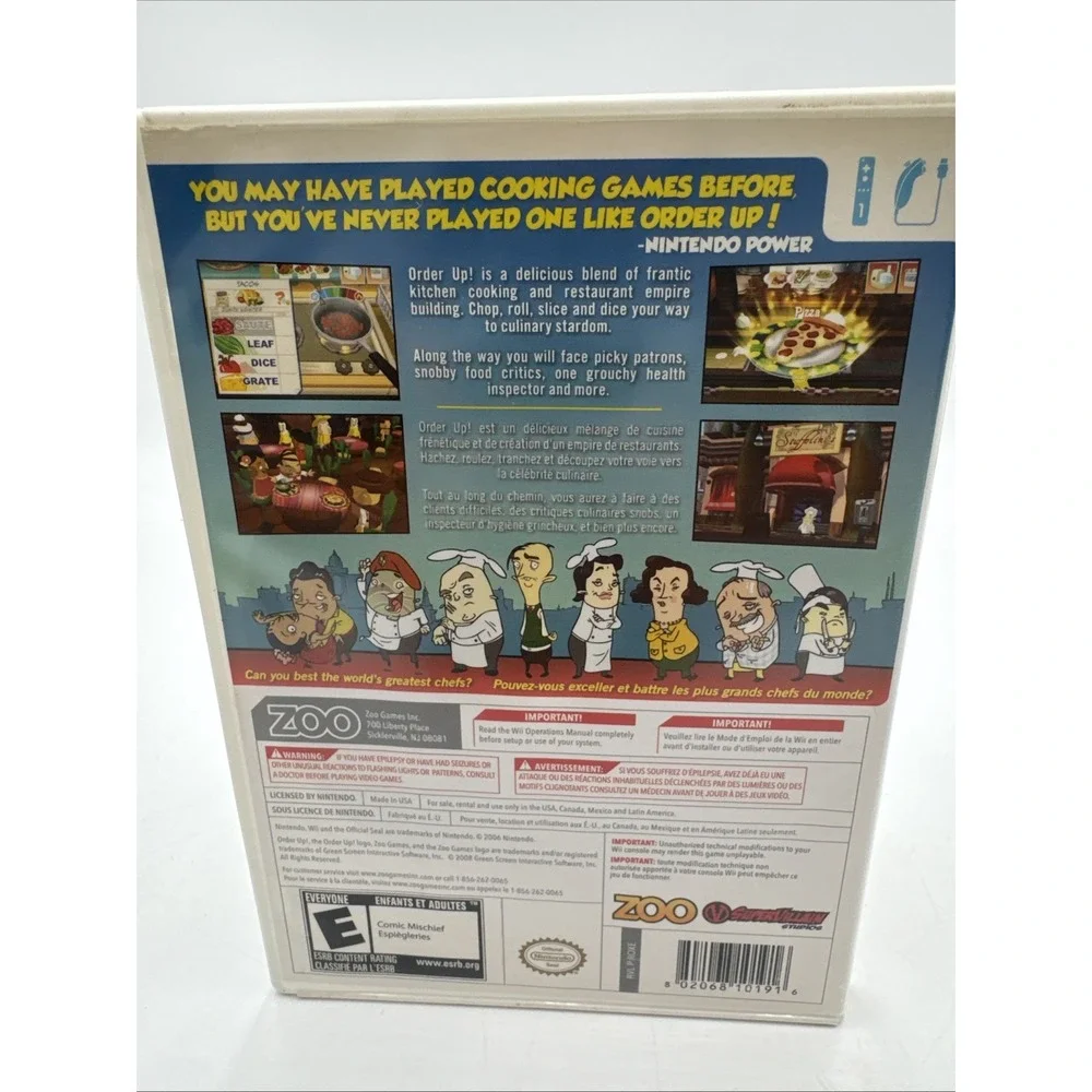 Order Up! Nintendo Wii 2008 Cooking Simulator Complete Tested Includes Chef Hat